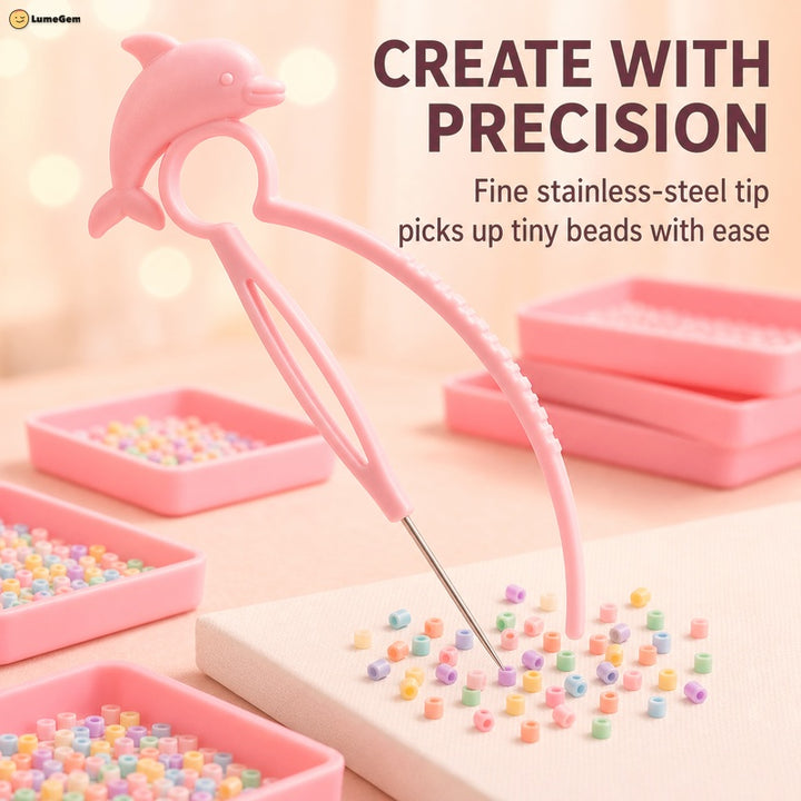 LumeGem pink dolphin 6-piece fuse bead tool kit