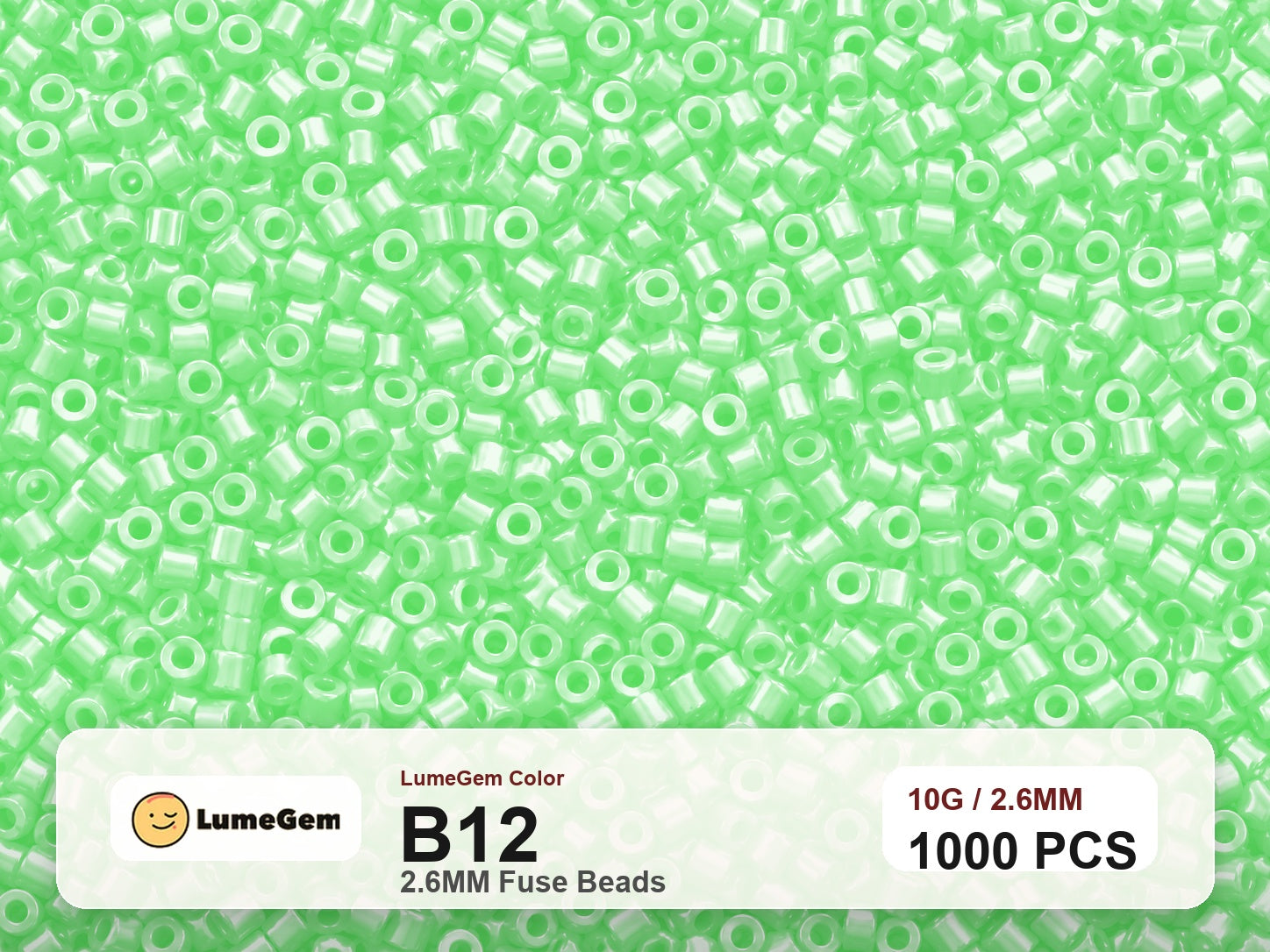 LumeGem B12 Green B12 2.6mm fuse beads