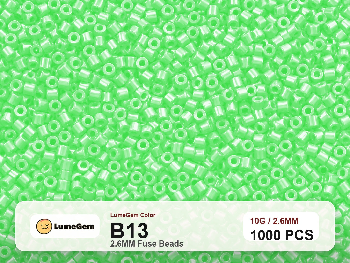 LumeGem B13 Green B13 2.6mm fuse beads