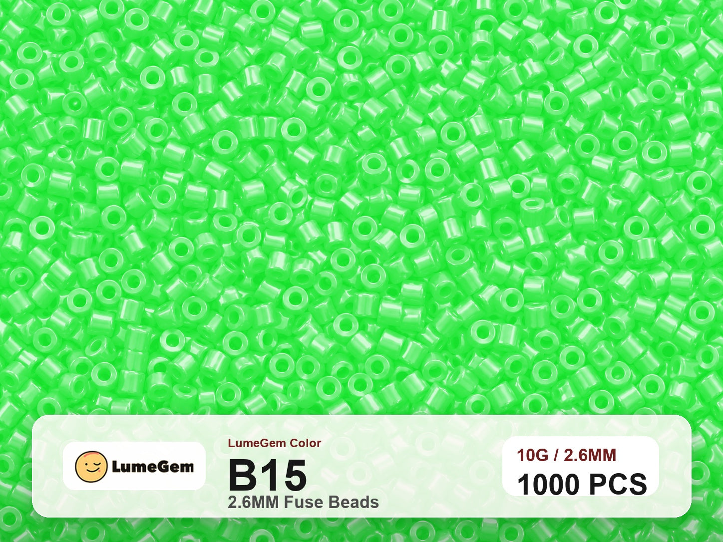 LumeGem B15 Green B15 2.6mm fuse beads