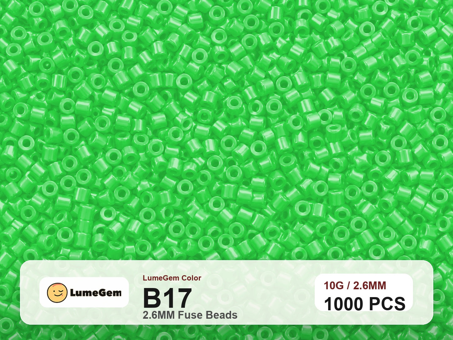LumeGem B17 Green B17 2.6mm fuse beads