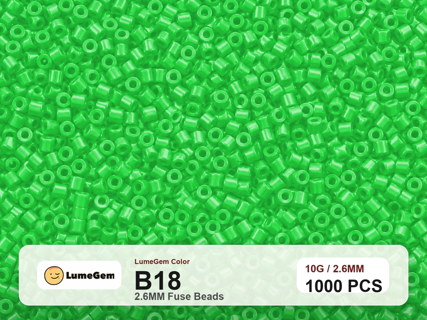 LumeGem B18 Green B18 2.6mm fuse beads