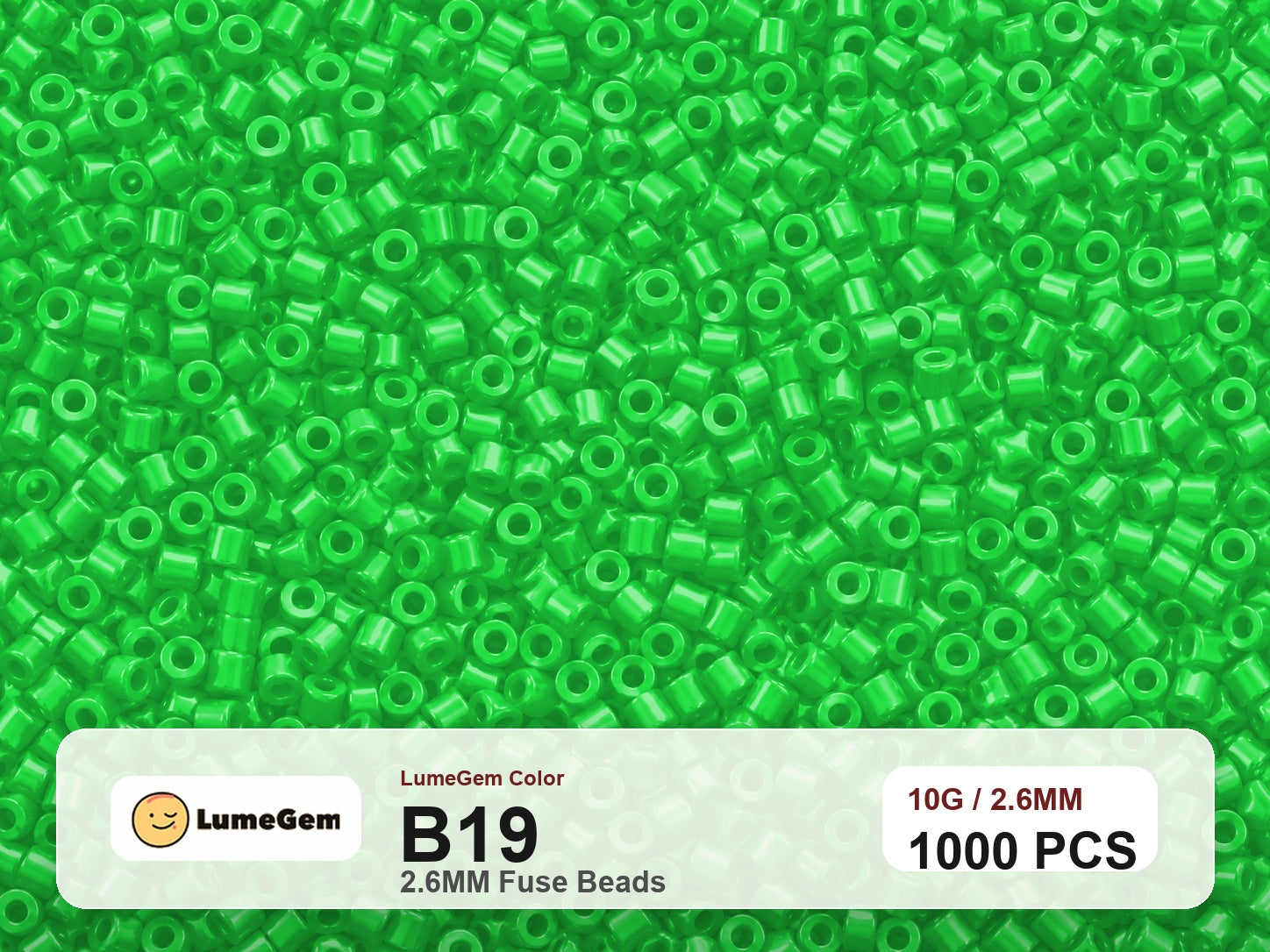 LumeGem B19 Green B19 2.6mm fuse beads