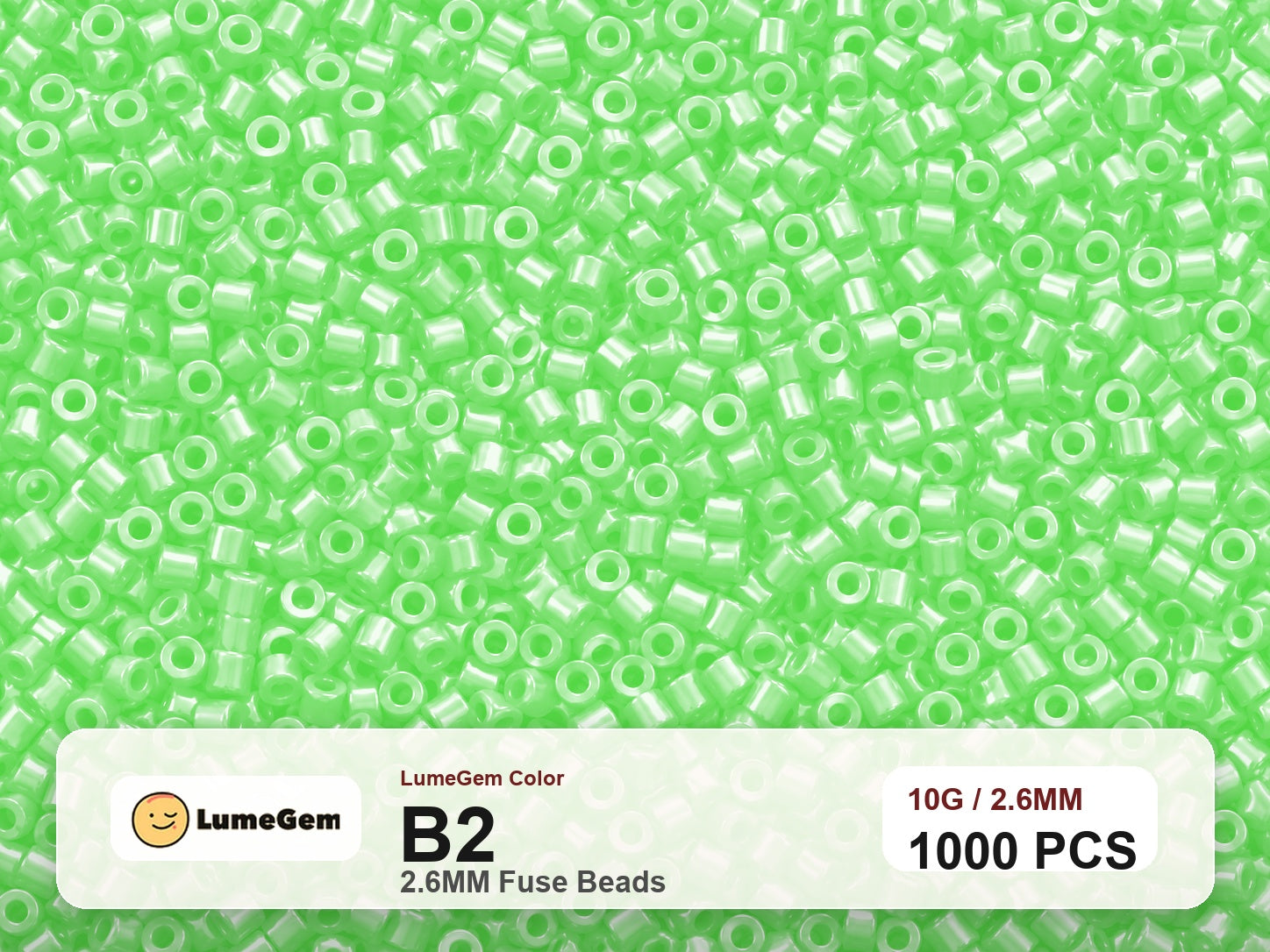 LumeGem B2 Green B2 2.6mm fuse beads