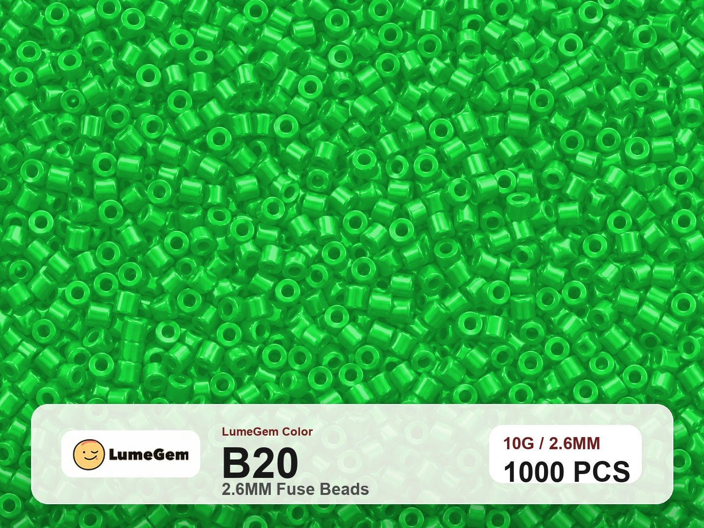 LumeGem B20 Green B20 2.6mm fuse beads