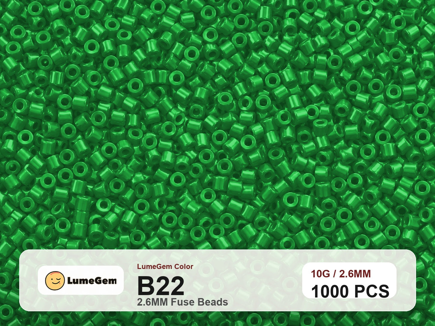 LumeGem B22 Green B22 2.6mm fuse beads