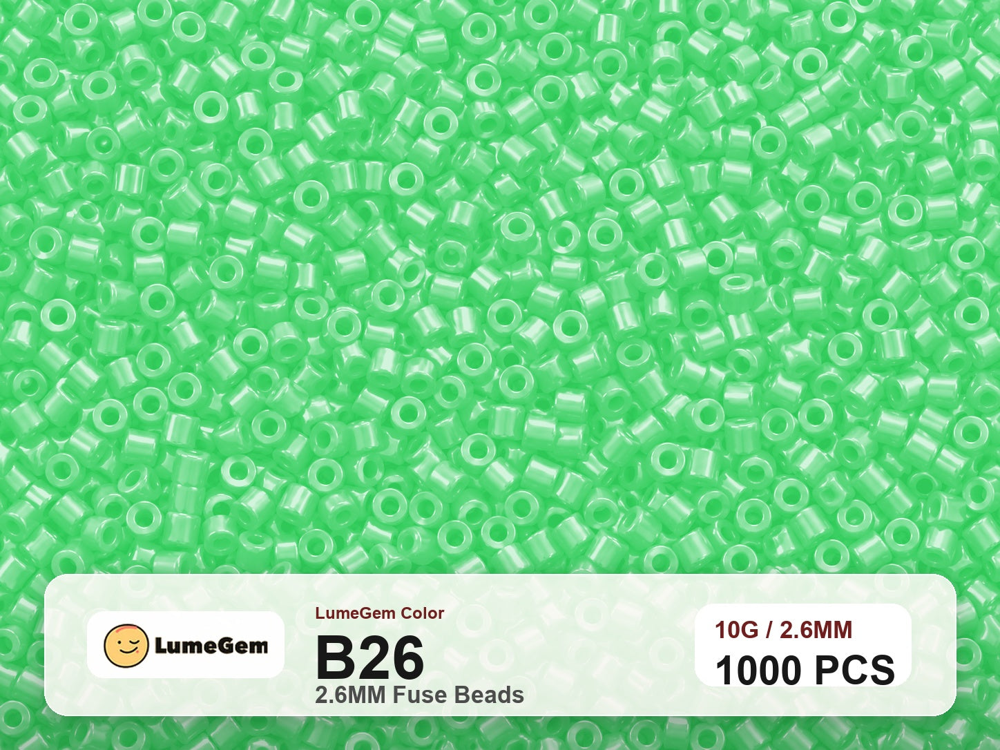 LumeGem B26 Green B26 2.6mm fuse beads