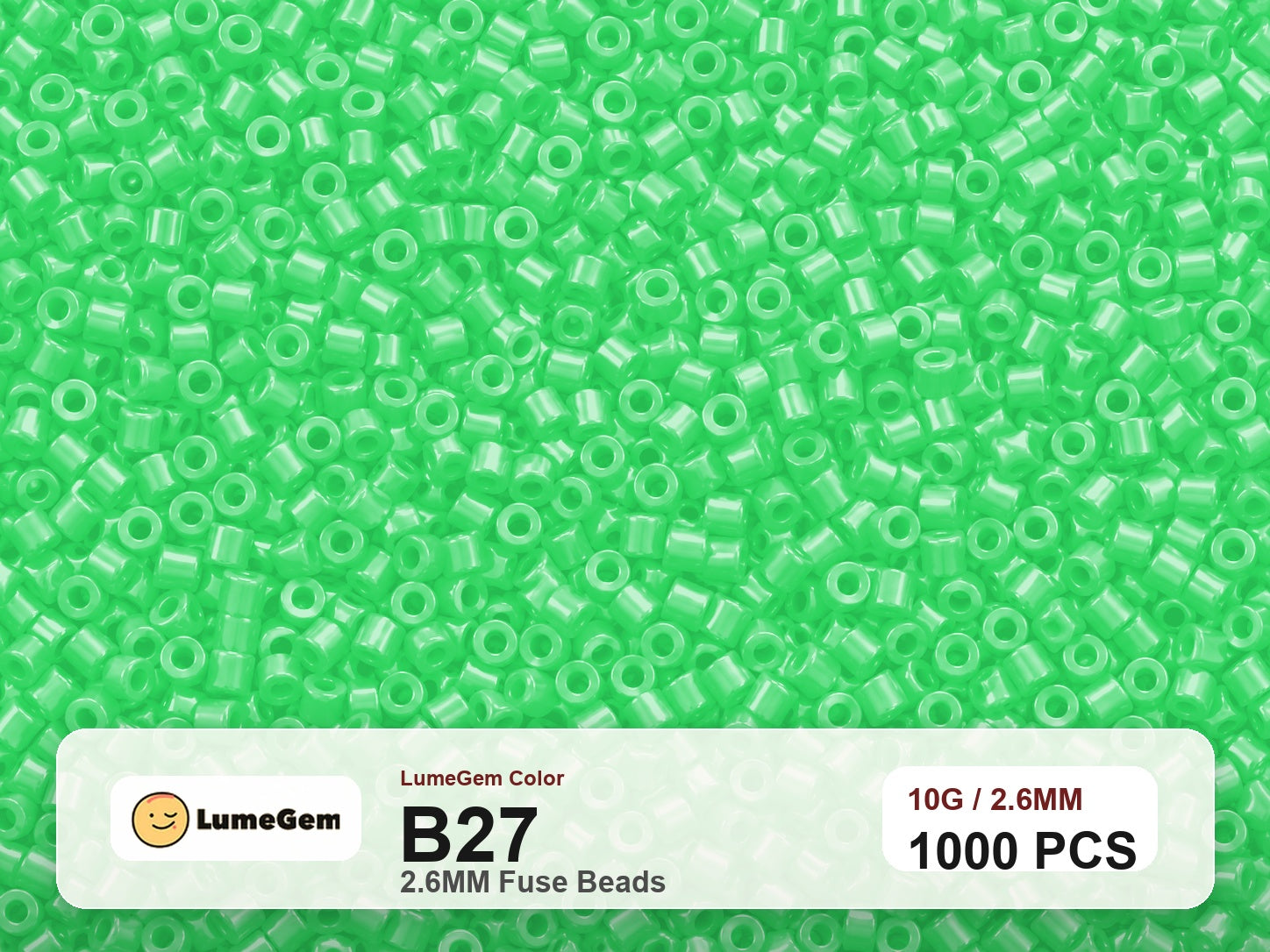 LumeGem B27 Green B27 2.6mm fuse beads