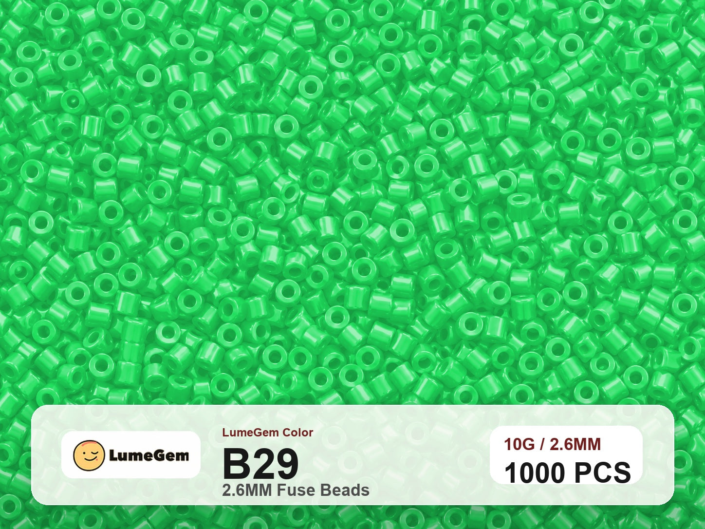 LumeGem B29 Green B29 2.6mm fuse beads