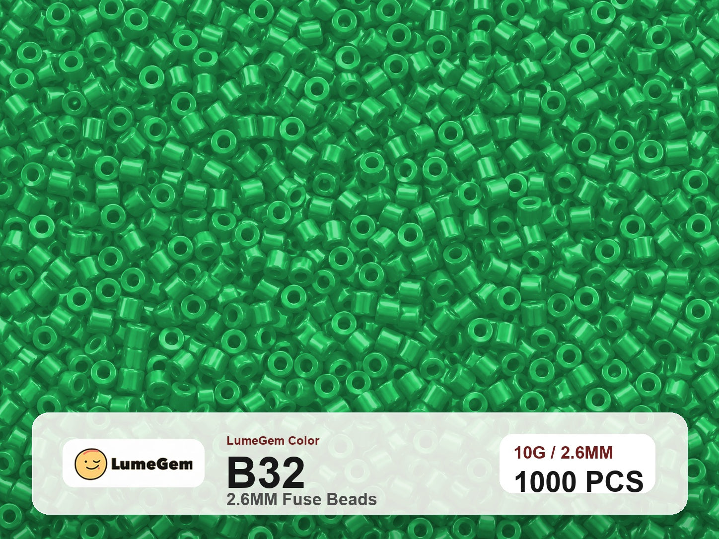 LumeGem B32 Green B32 2.6mm fuse beads