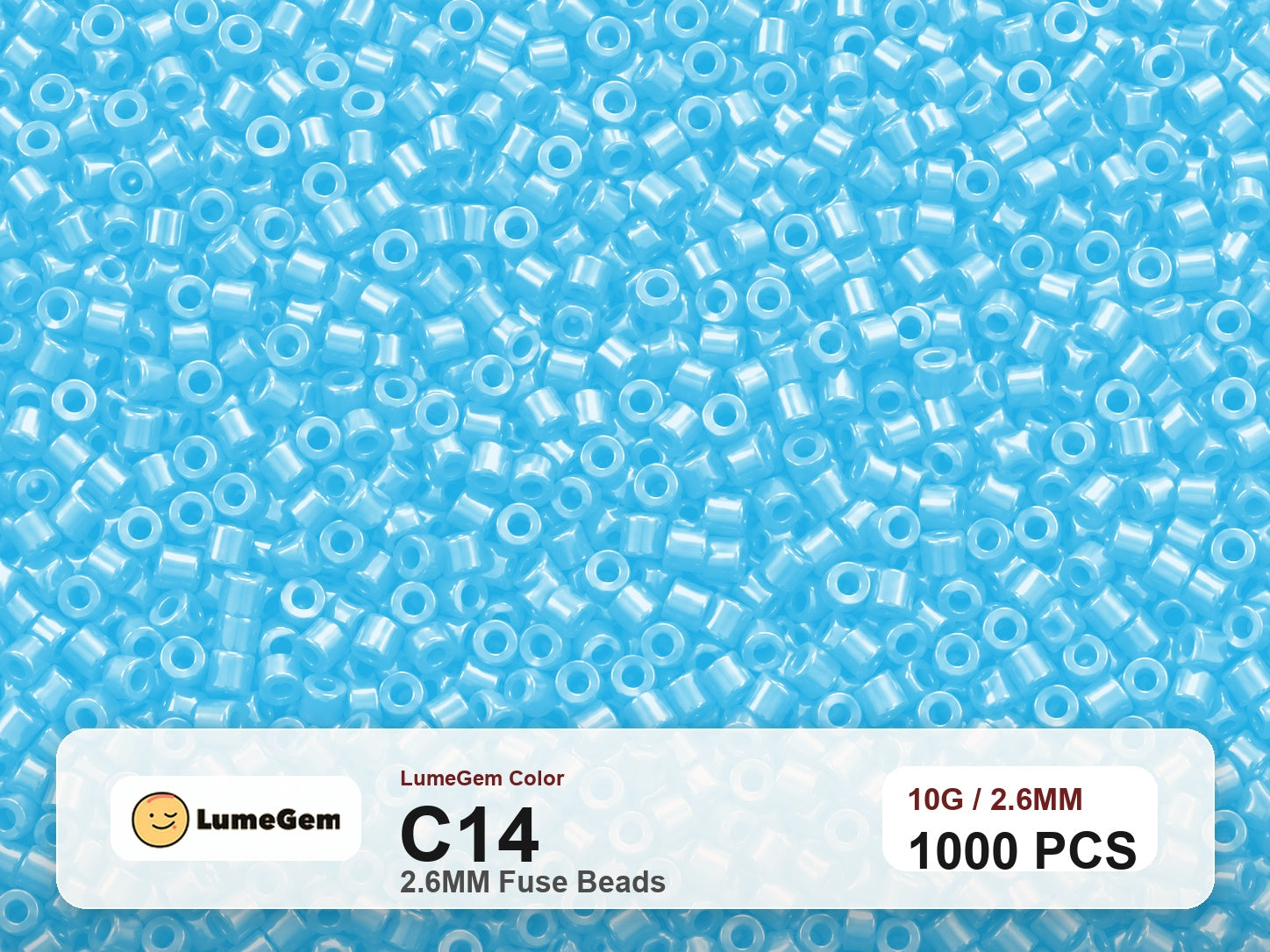 LumeGem C14 Blue C14 2.6mm fuse beads
