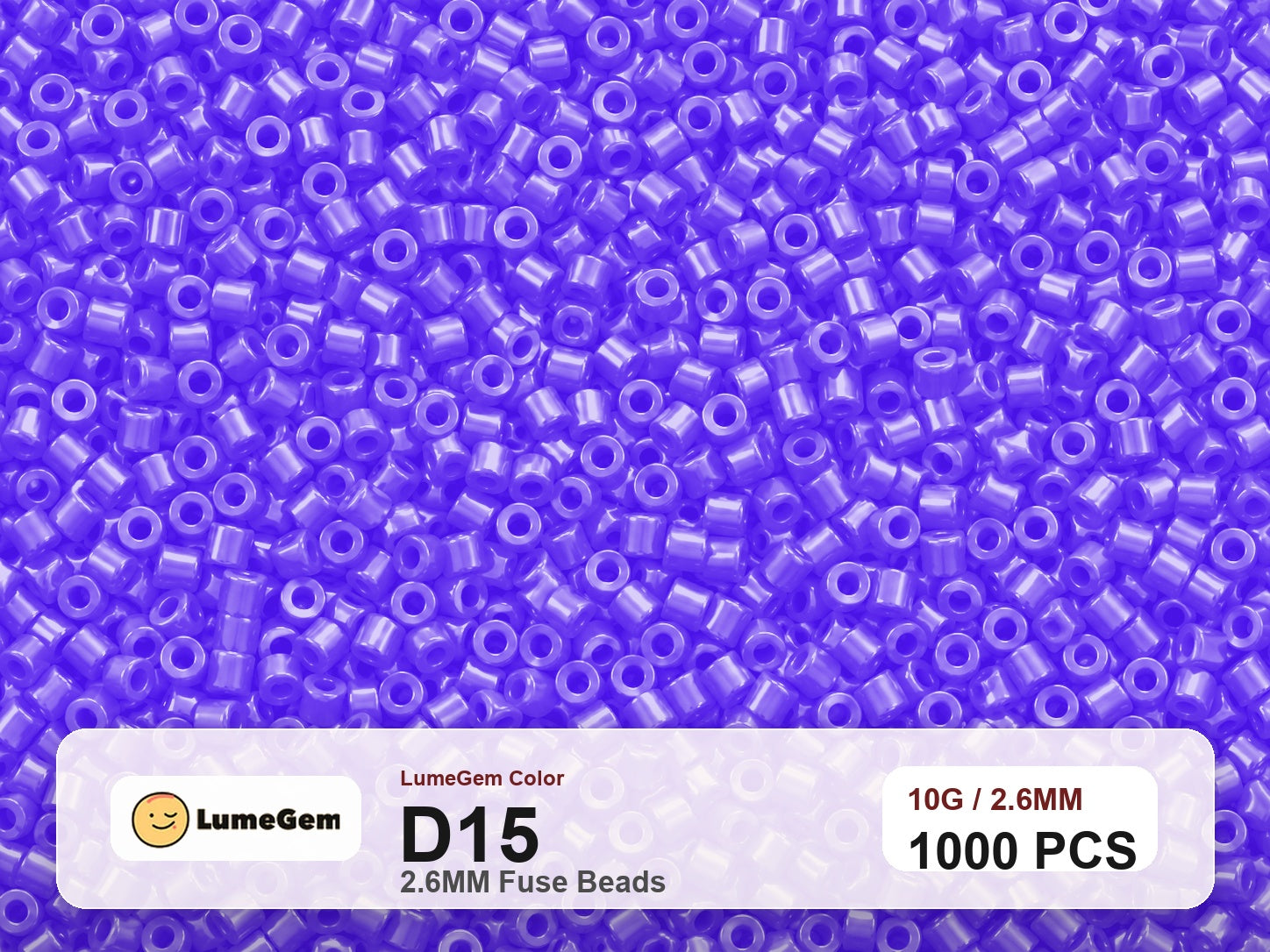 LumeGem D15 Purple D15 2.6mm fuse beads