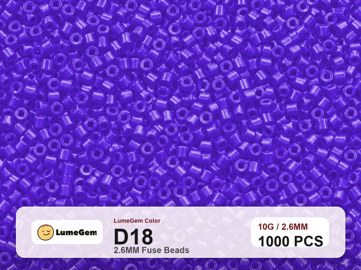 LumeGem D18 Purple D18 2.6mm fuse beads