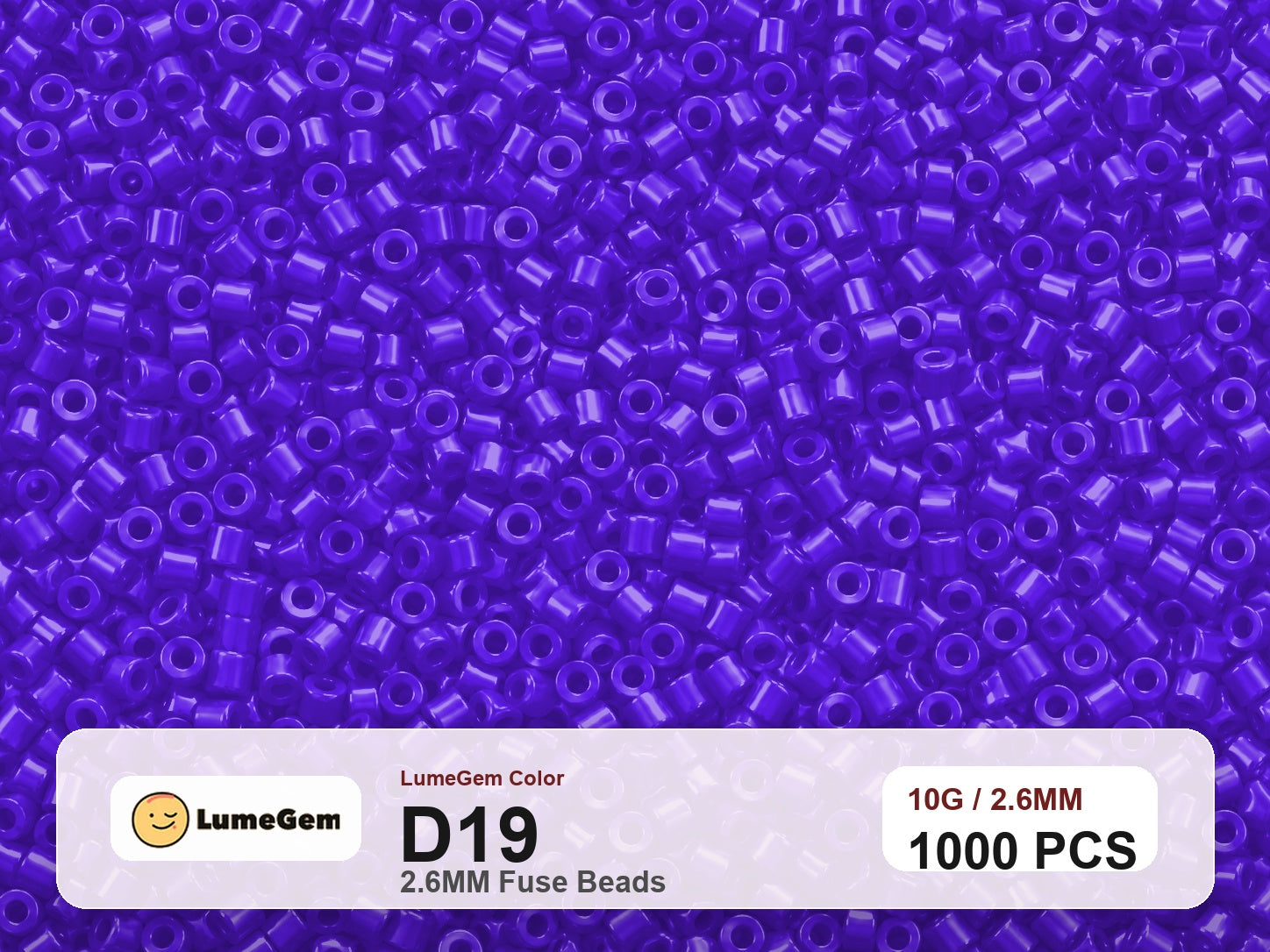 LumeGem D19 Purple D19 2.6mm fuse beads