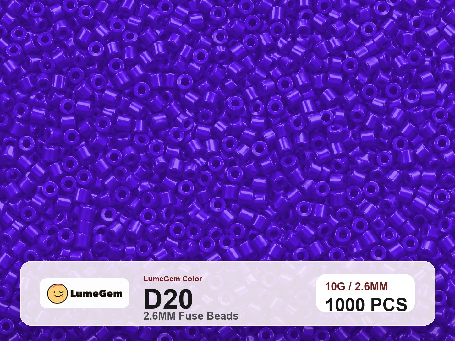 LumeGem D20 Purple D20 2.6mm fuse beads