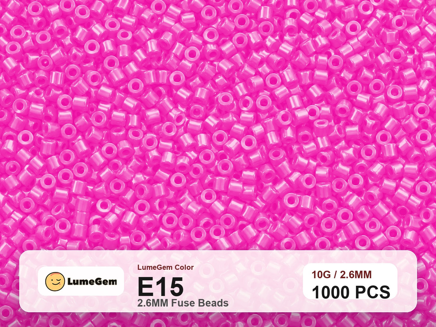 LumeGem E15 Pink E15 2.6mm fuse beads