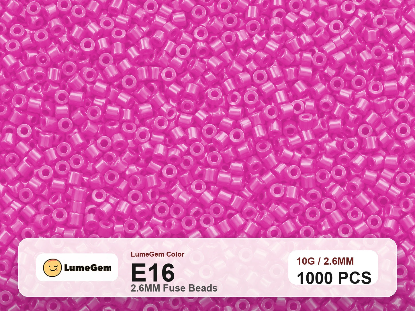 LumeGem E16 Pink E16 2.6mm fuse beads