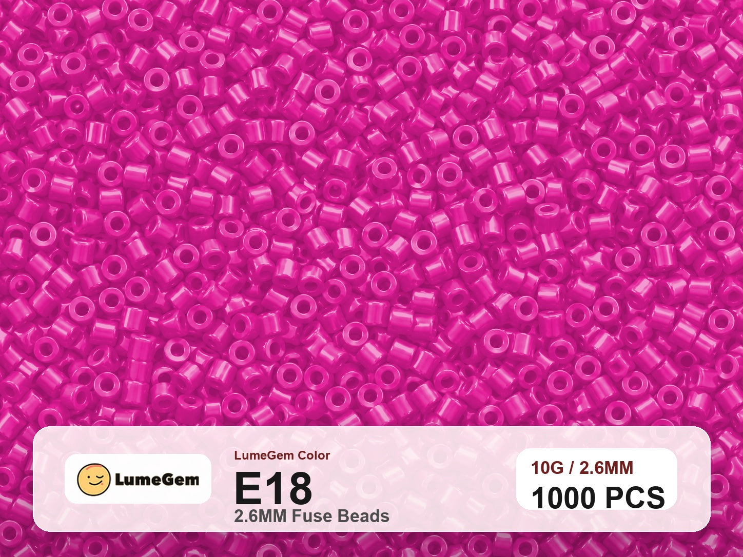 LumeGem E18 Pink E18 2.6mm fuse beads