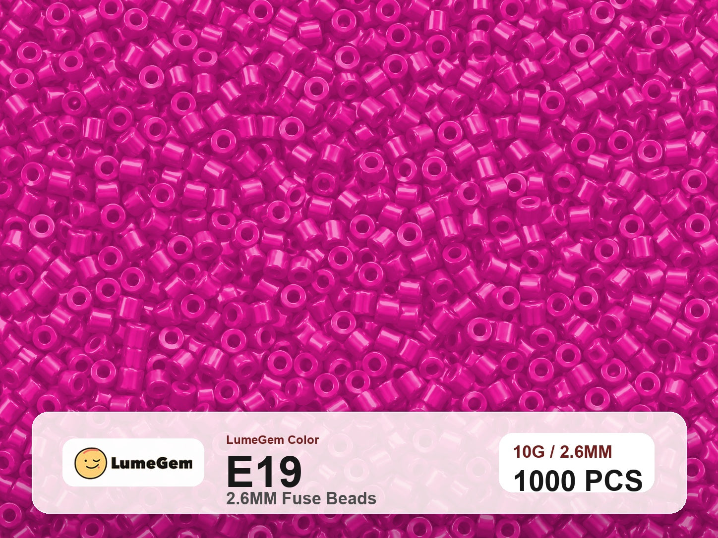 LumeGem E19 Pink E19 2.6mm fuse beads