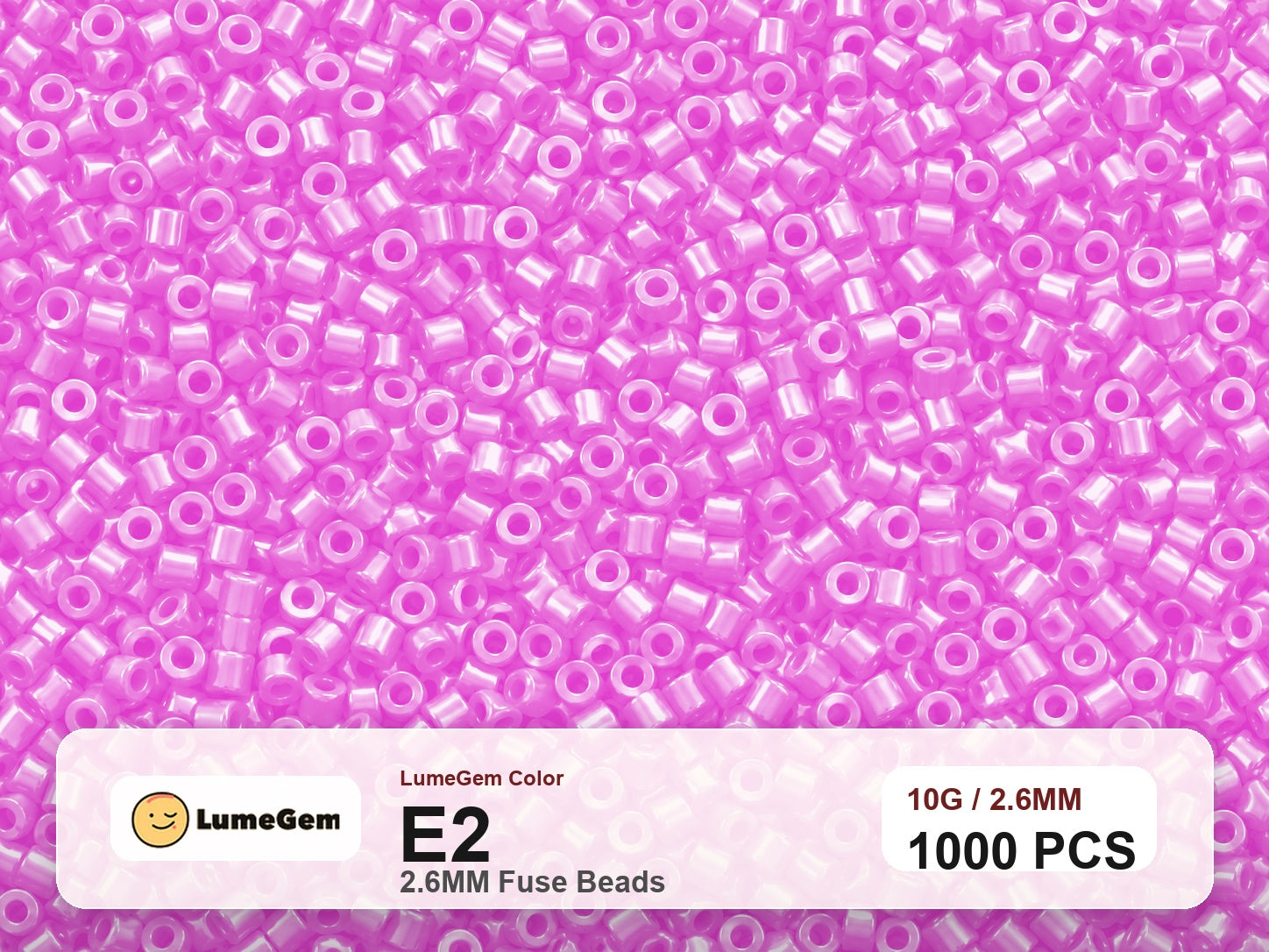 LumeGem E2 Pink E2 2.6mm fuse beads