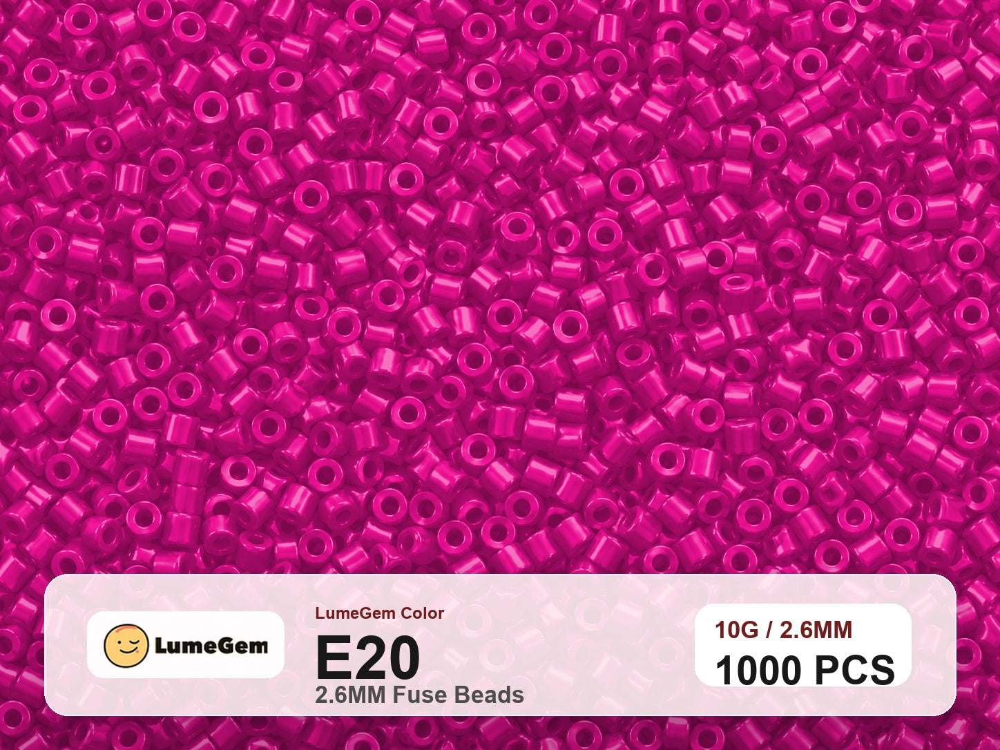 LumeGem E20 Pink E20 2.6mm fuse beads
