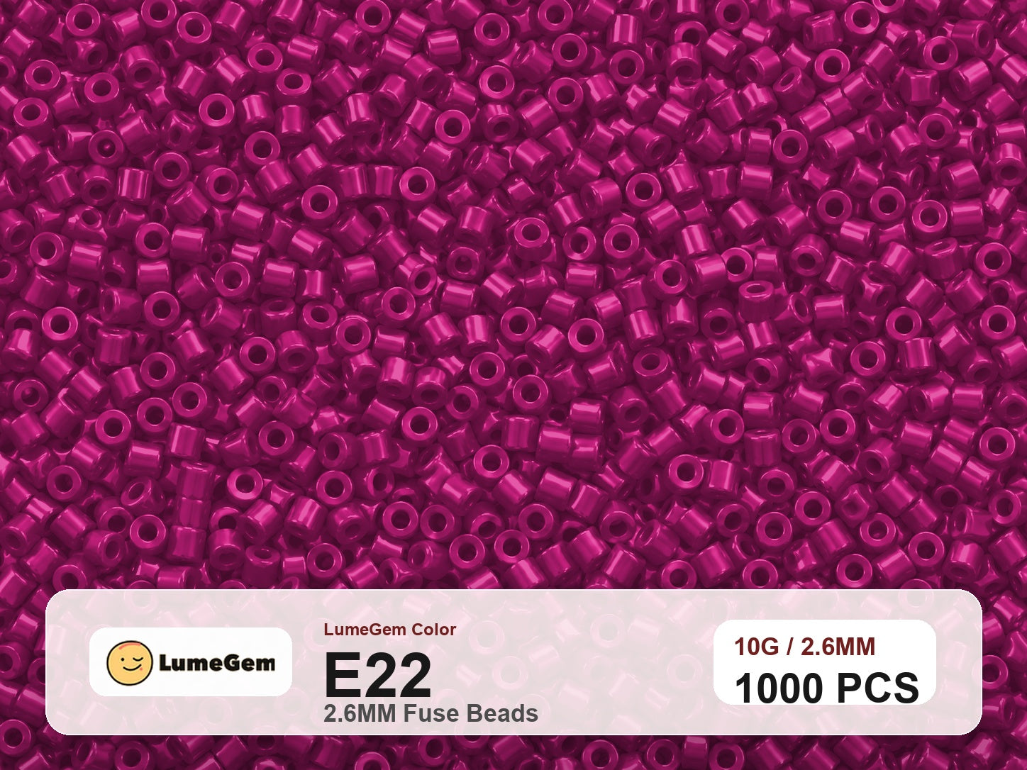 LumeGem E22 Pink E22 2.6mm fuse beads