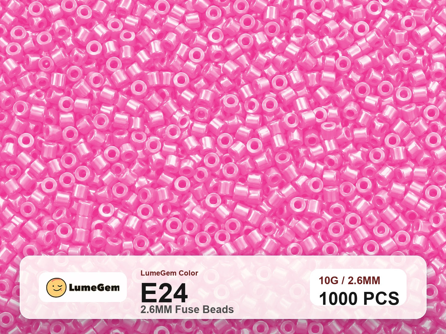 LumeGem E24 Pink E24 2.6mm fuse beads