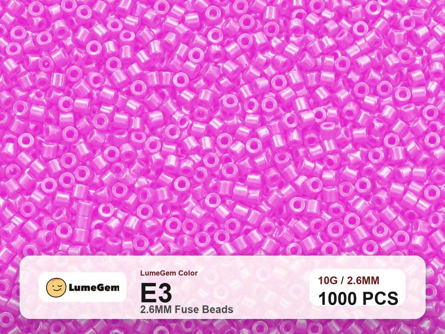 LumeGem E3 Pink E3 2.6mm fuse beads