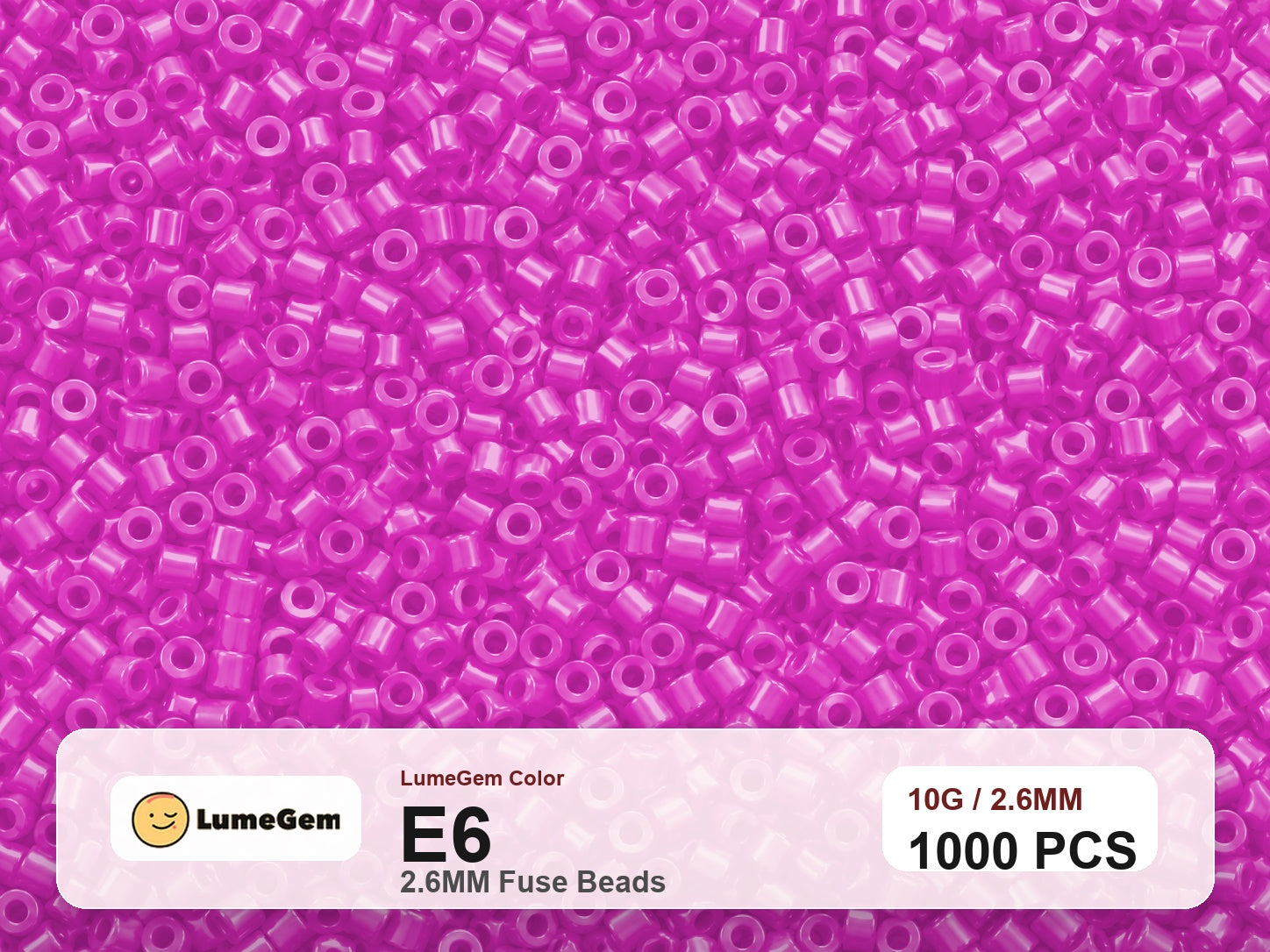 LumeGem E6 Pink E6 2.6mm fuse beads
