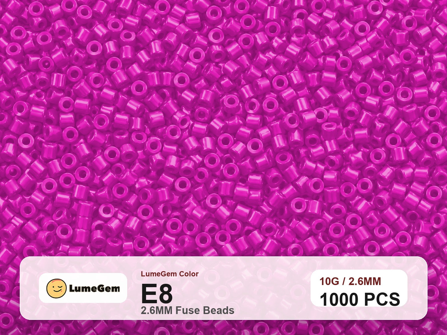 LumeGem E8 Pink E8 2.6mm fuse beads