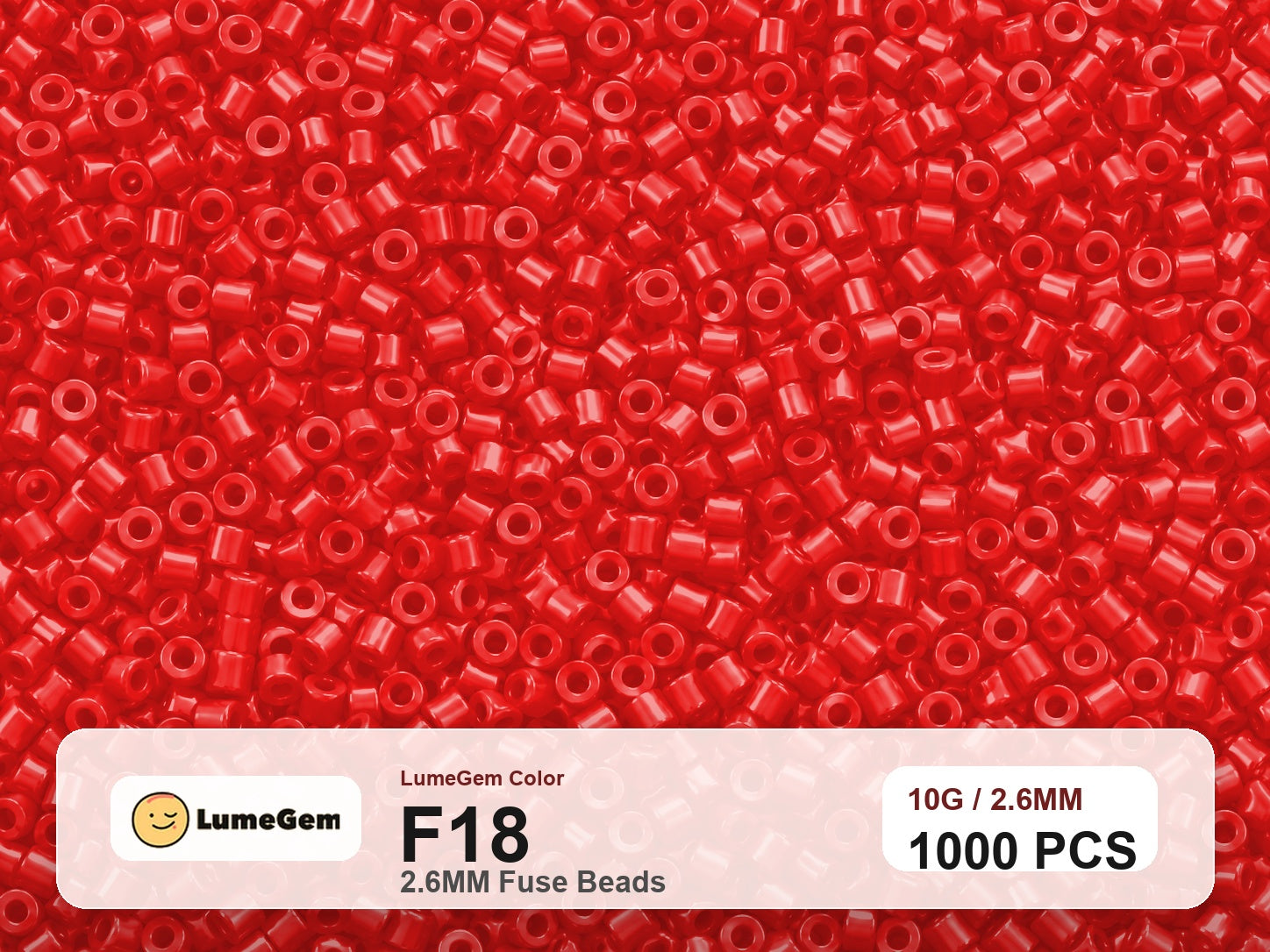LumeGem F18 Red F18 2.6mm fuse beads