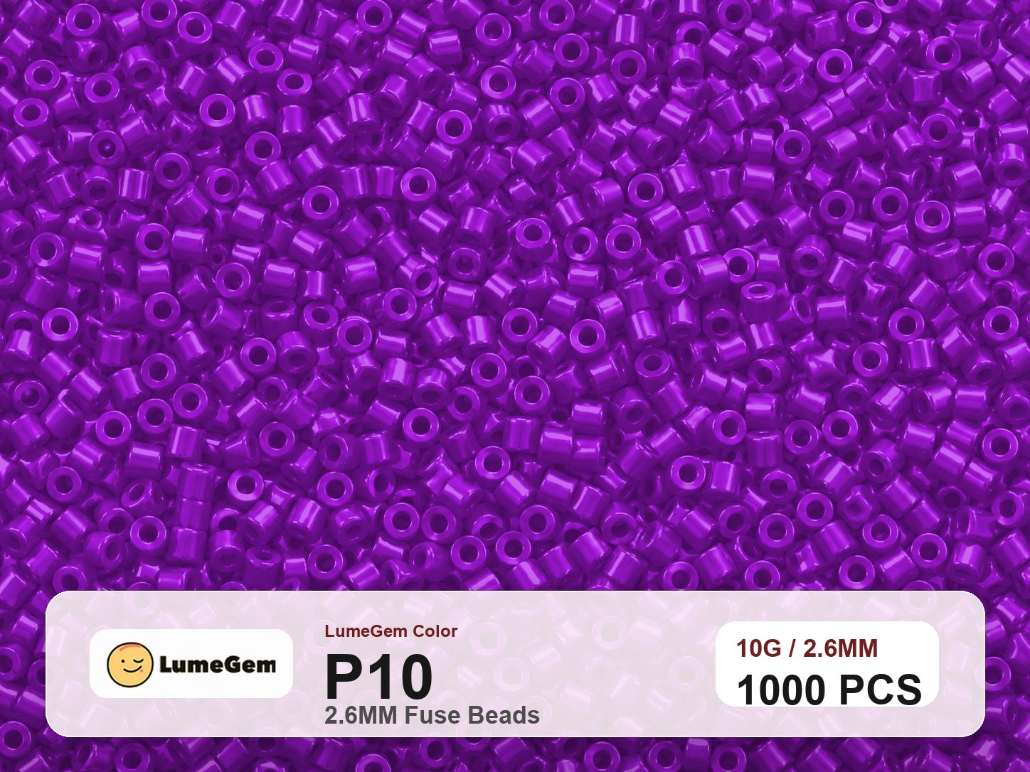 LumeGem P10 Purple P10 2.6mm fuse beads