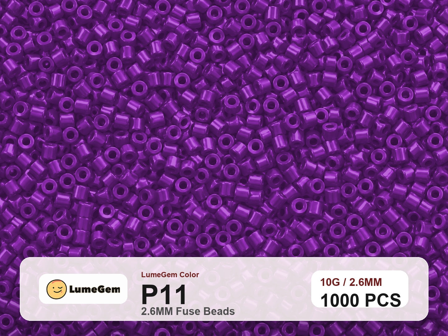 LumeGem P11 Purple P11 2.6mm fuse beads
