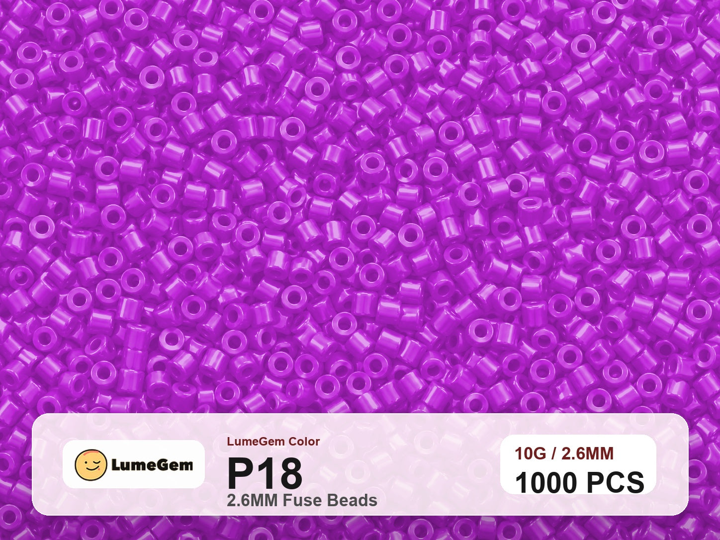 LumeGem P18 Purple P18 2.6mm fuse beads