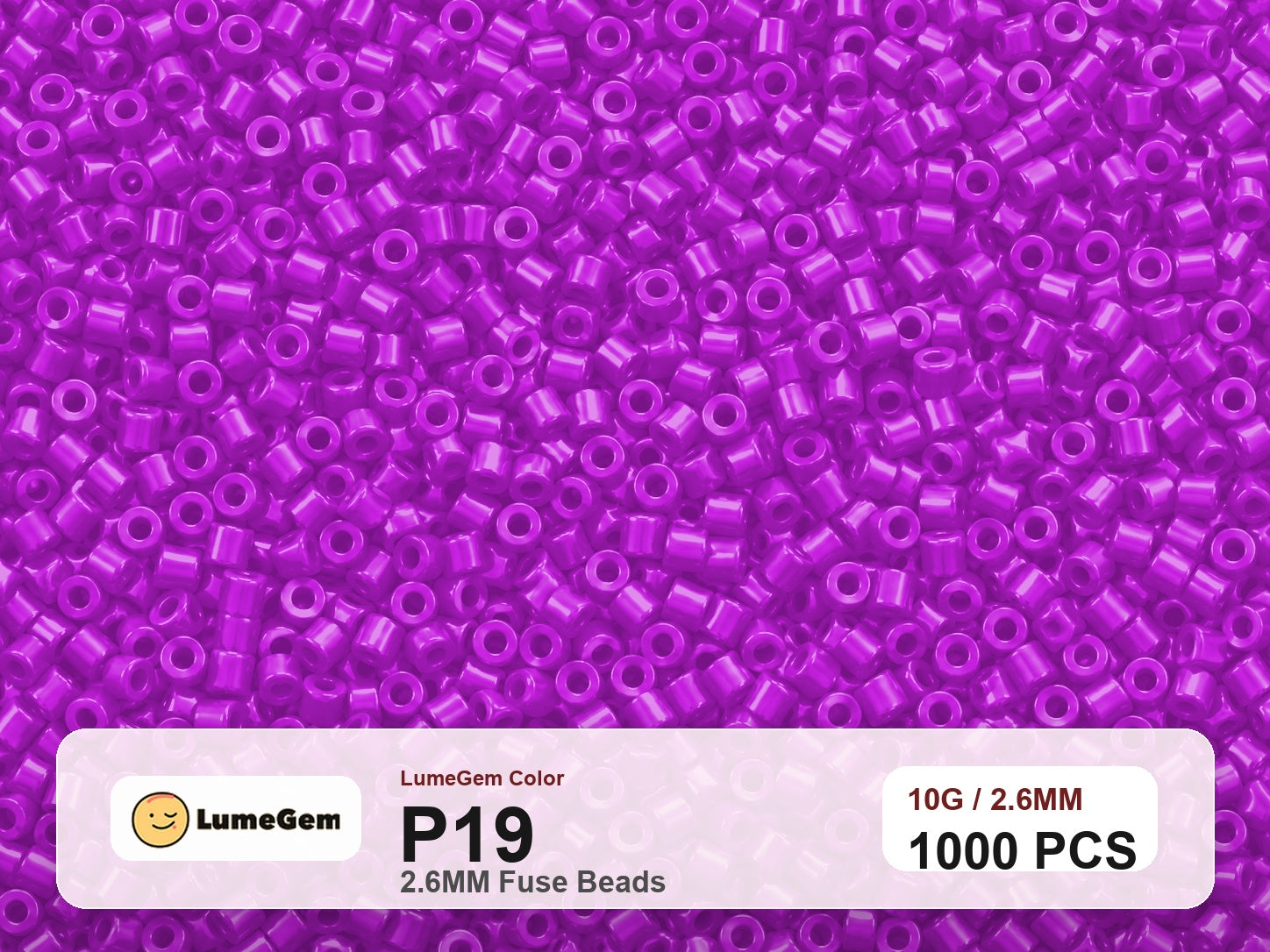 LumeGem P19 Purple P19 2.6mm fuse beads
