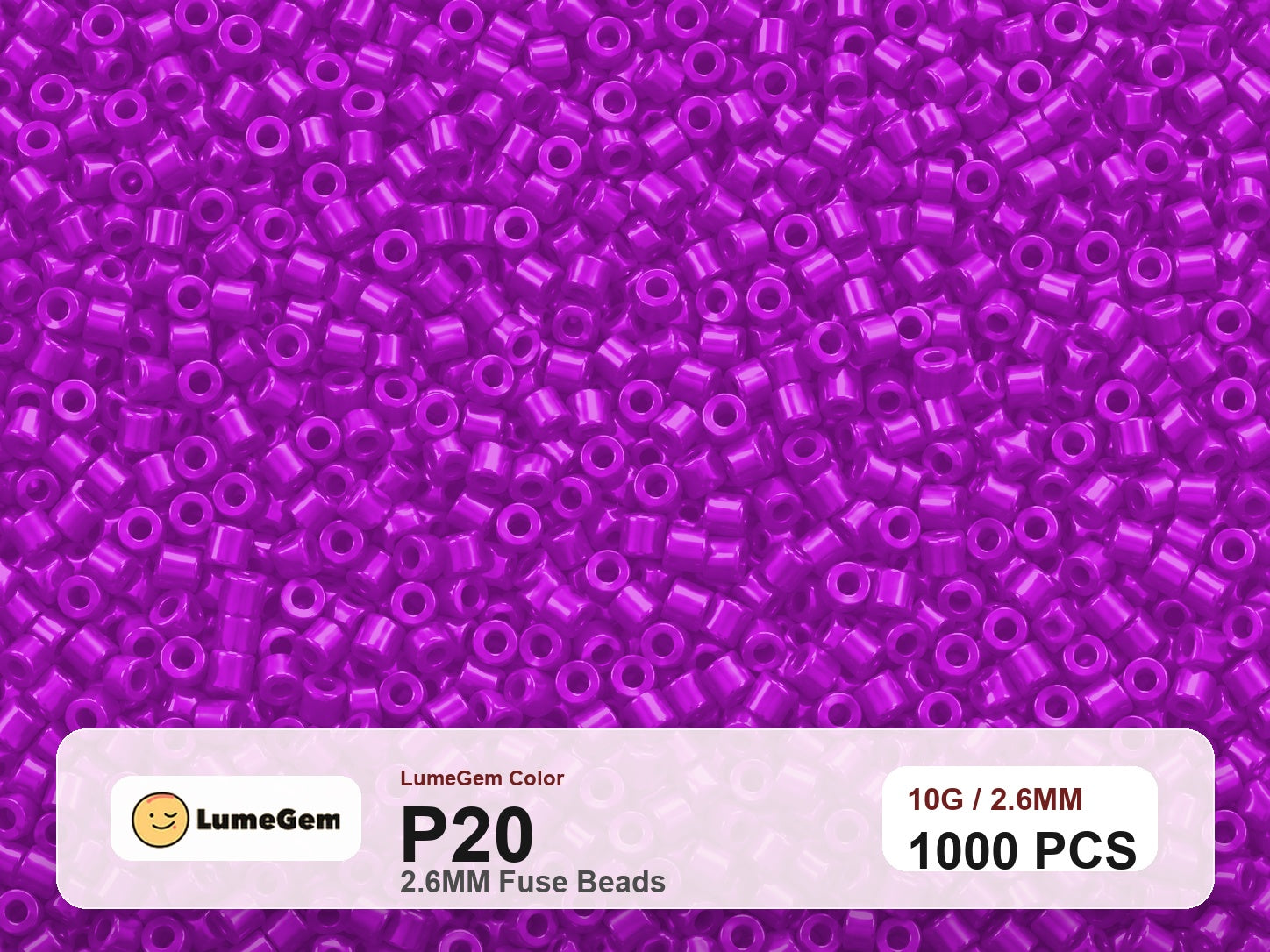LumeGem P20 Purple P20 2.6mm fuse beads