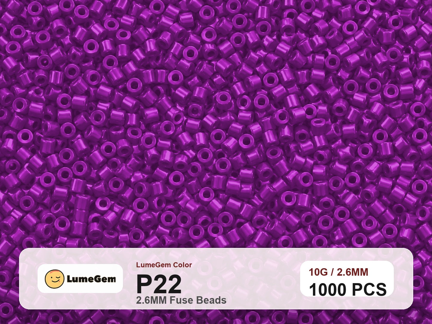 LumeGem P22 Purple P22 2.6mm fuse beads