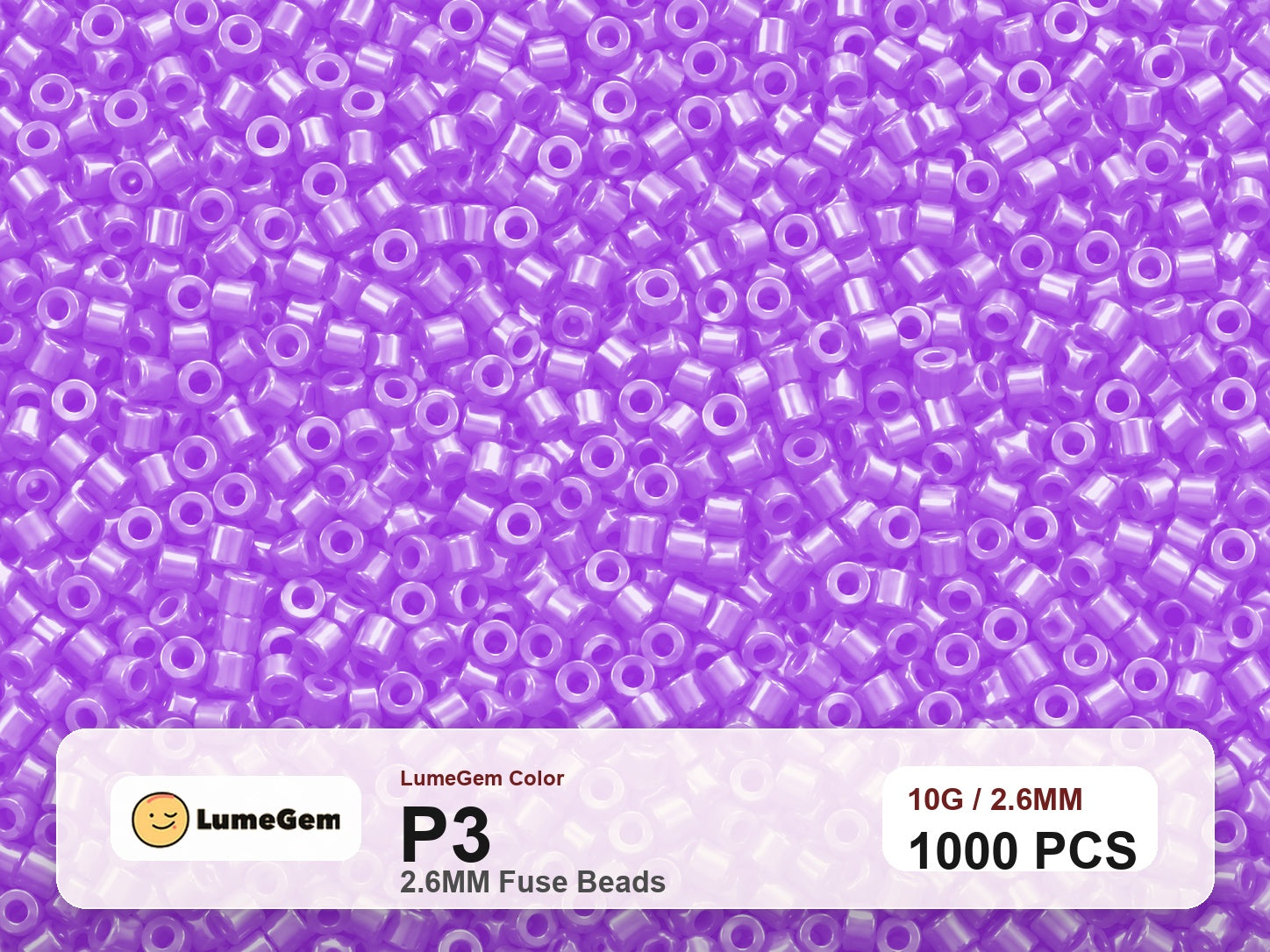 LumeGem P3 Purple P3 2.6mm fuse beads
