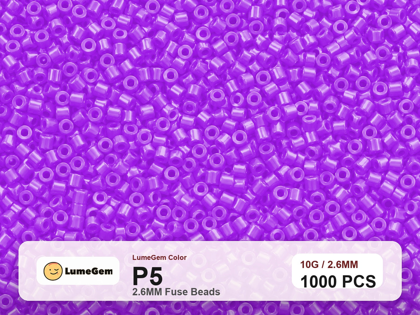 LumeGem P5 Purple P5 2.6mm fuse beads