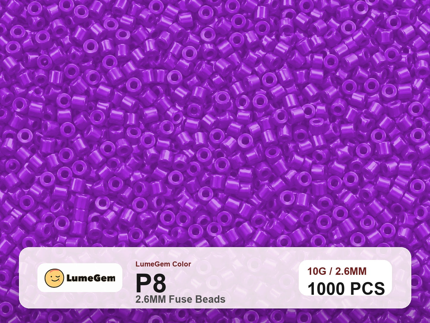 LumeGem P8 Purple P8 2.6mm fuse beads