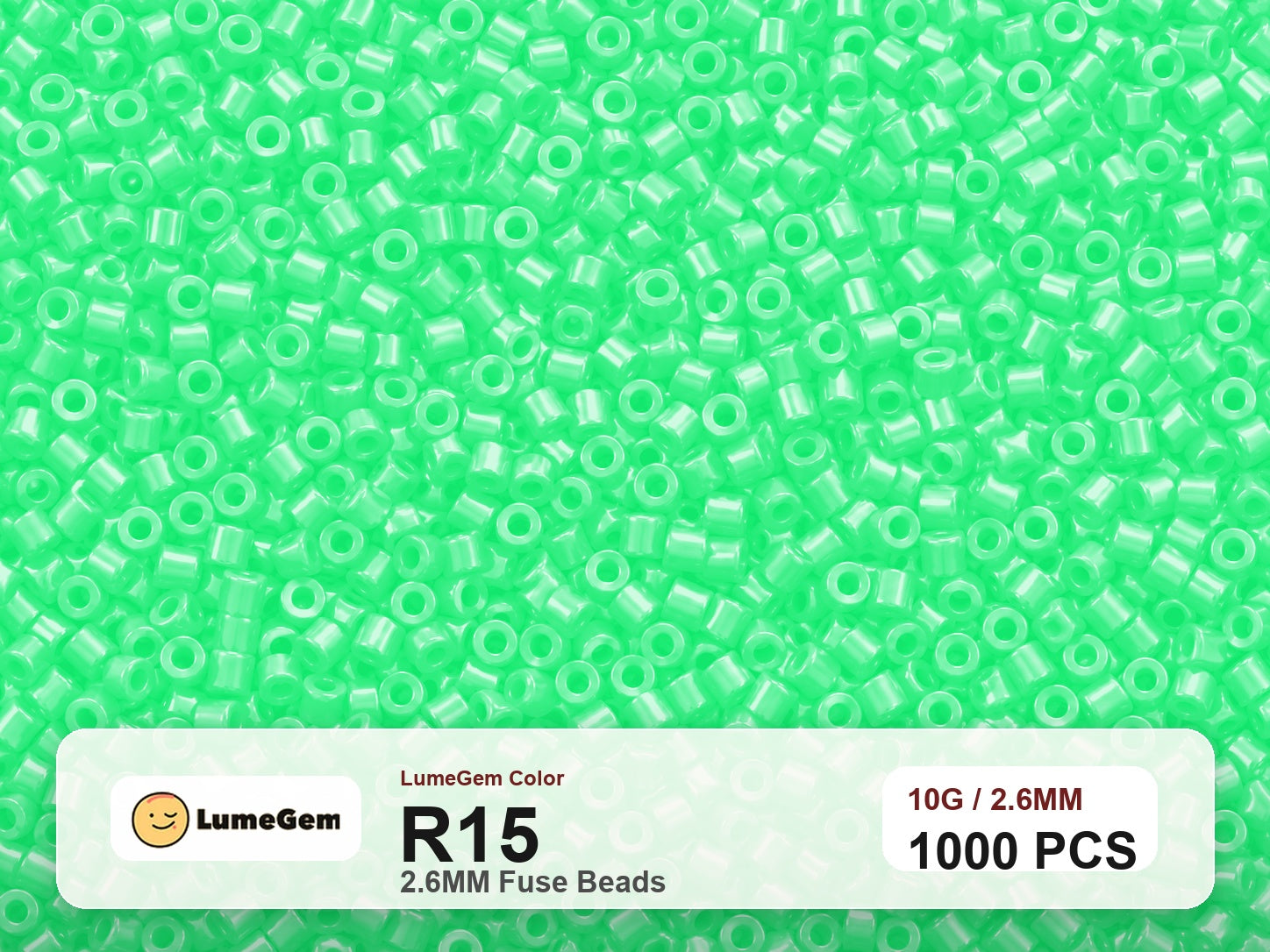 LumeGem R15 Green R15 2.6mm fuse beads
