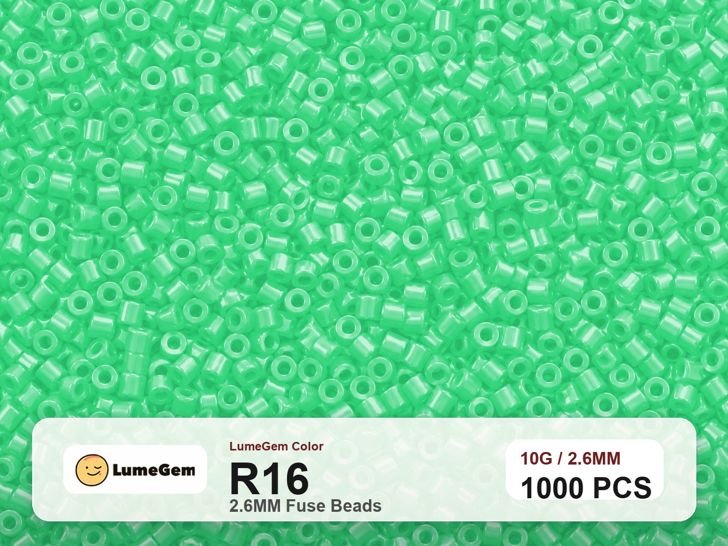 LumeGem R16 Green R16 2.6mm fuse beads