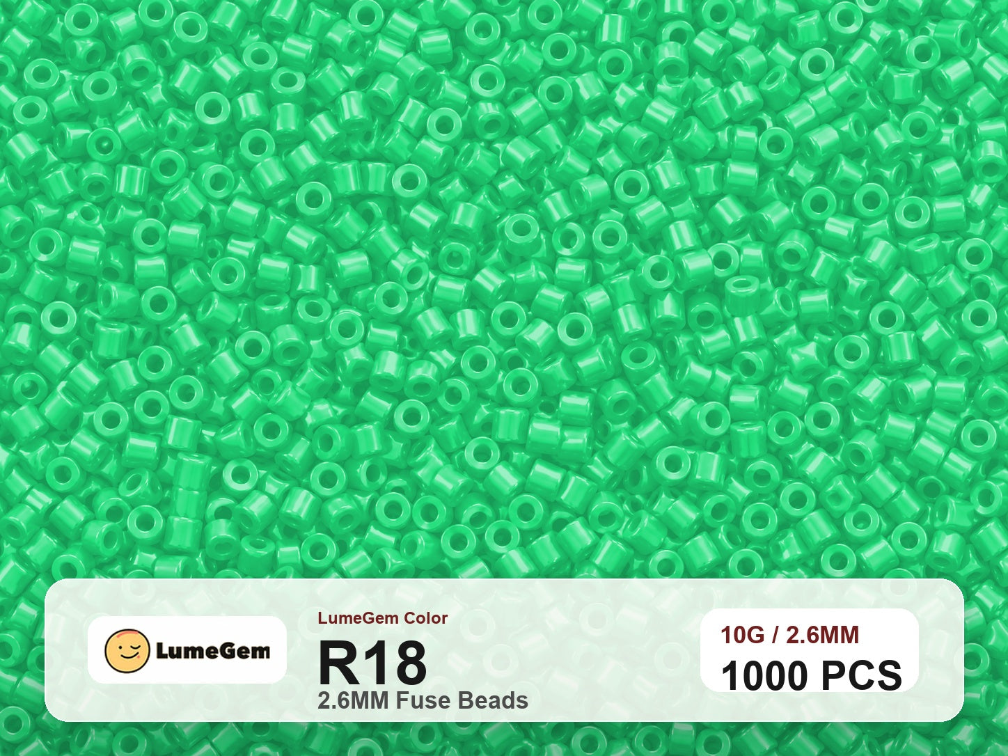 LumeGem R18 Green R18 2.6mm fuse beads