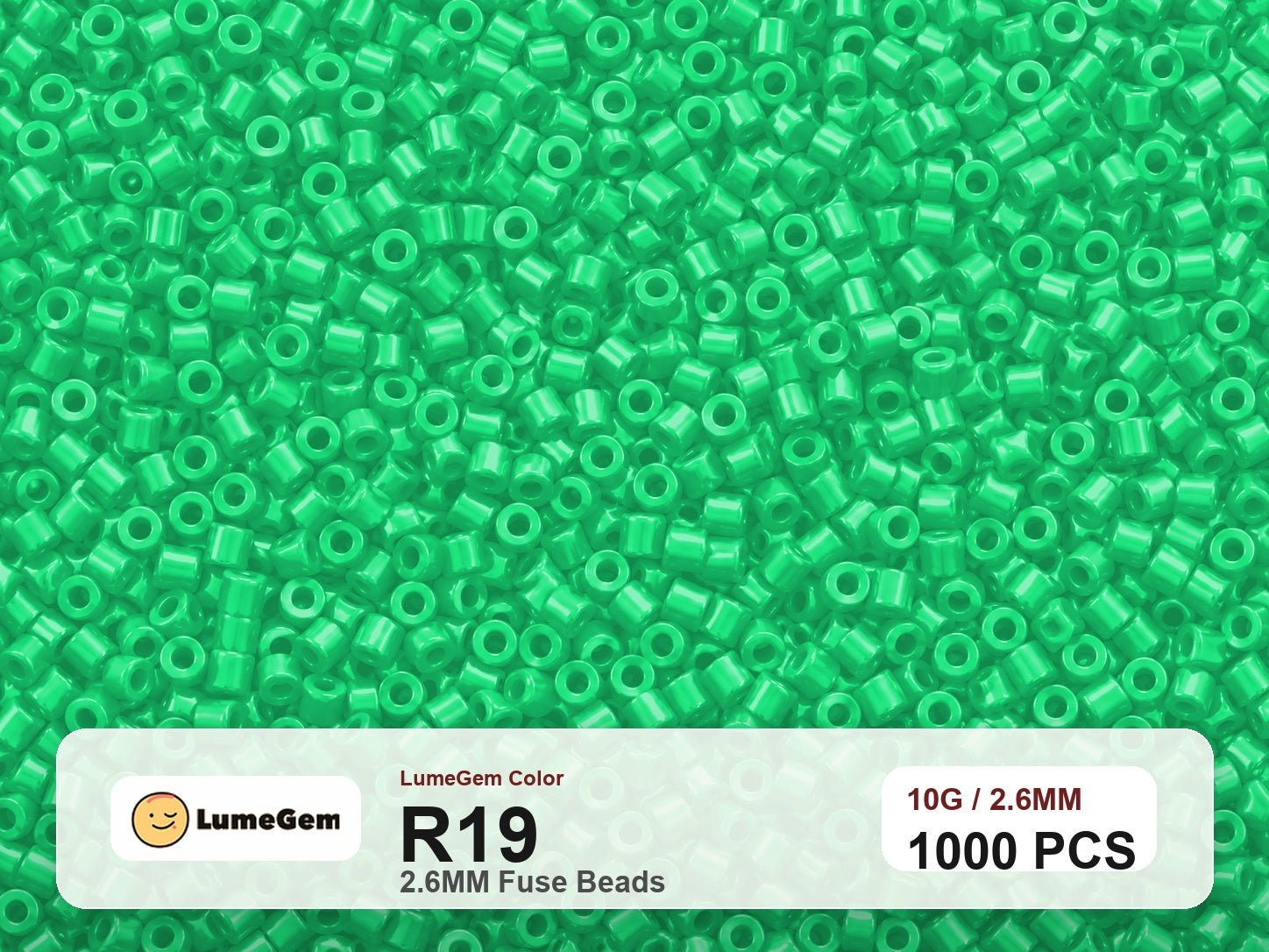 LumeGem R19 Green R19 2.6mm fuse beads
