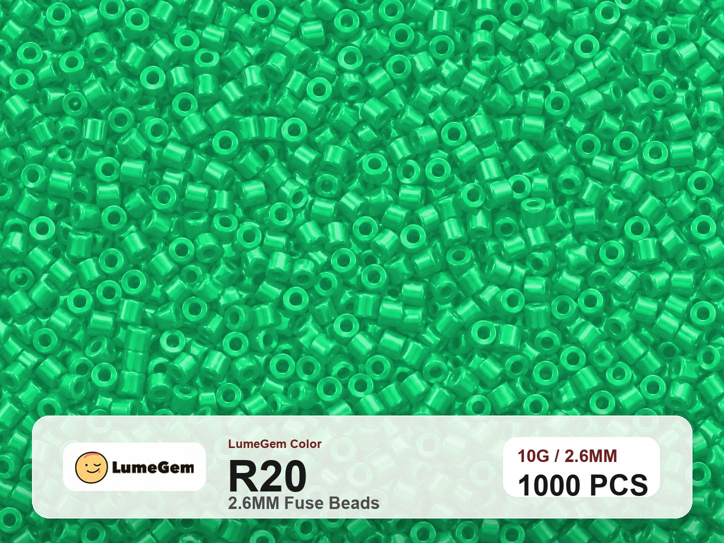 LumeGem R20 Green R20 2.6mm fuse beads
