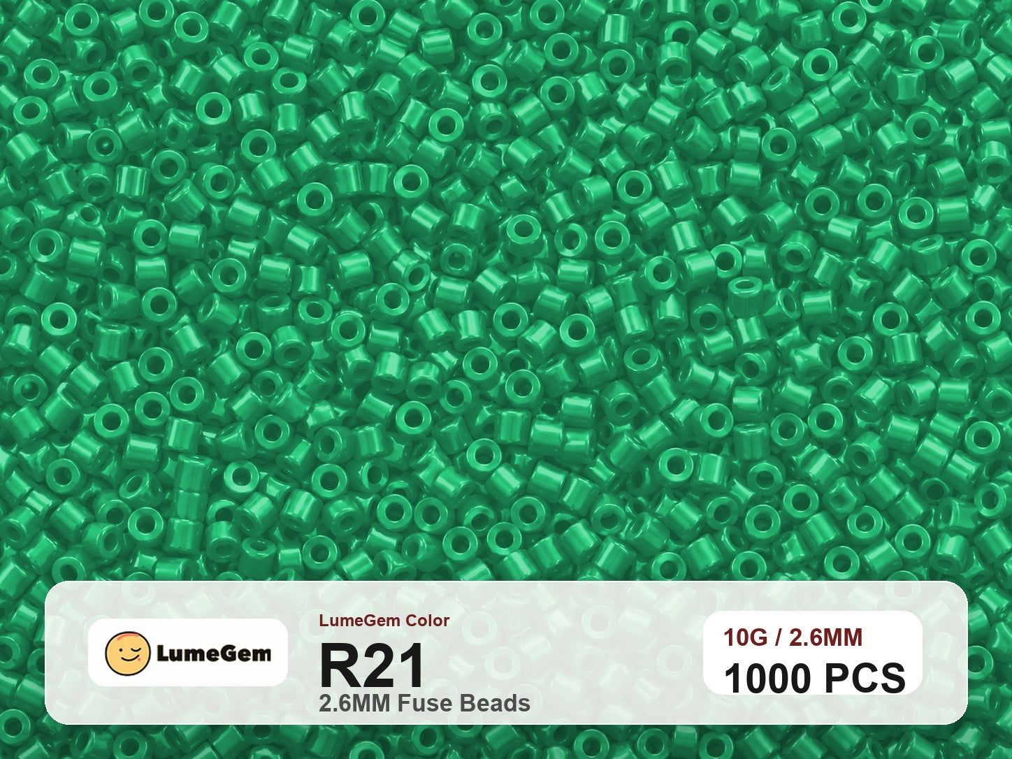 LumeGem R21 Green R21 2.6mm fuse beads