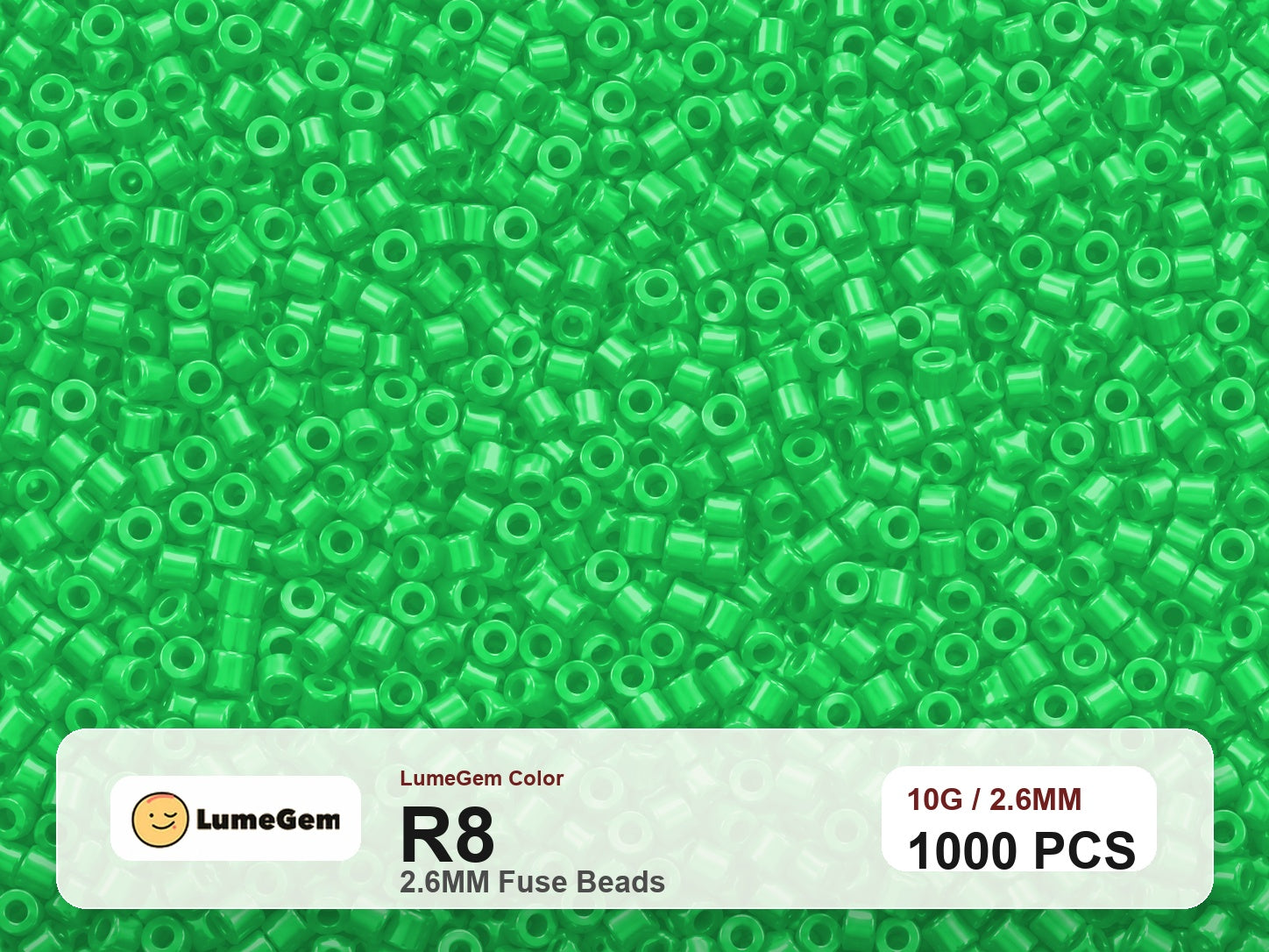 LumeGem R8 Green R8 2.6mm fuse beads